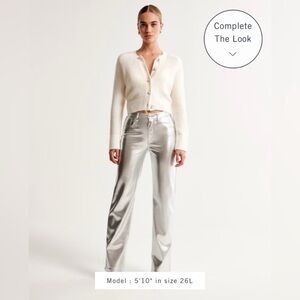 Abercrombie & Fitch Silver Curve Love Vegan Leather 90’s Straight Pant 32 / 14